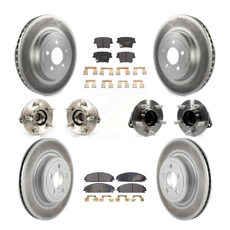 Front Rear Hub Bearings Assembly Coated Disc Brake Rotors And Semi-Metallic Pads Kit (10Pc) For 2012-2013 Dodge Charger R T SE with RWD 5.7L With Police Package KBB-111610 by Transit Auto
