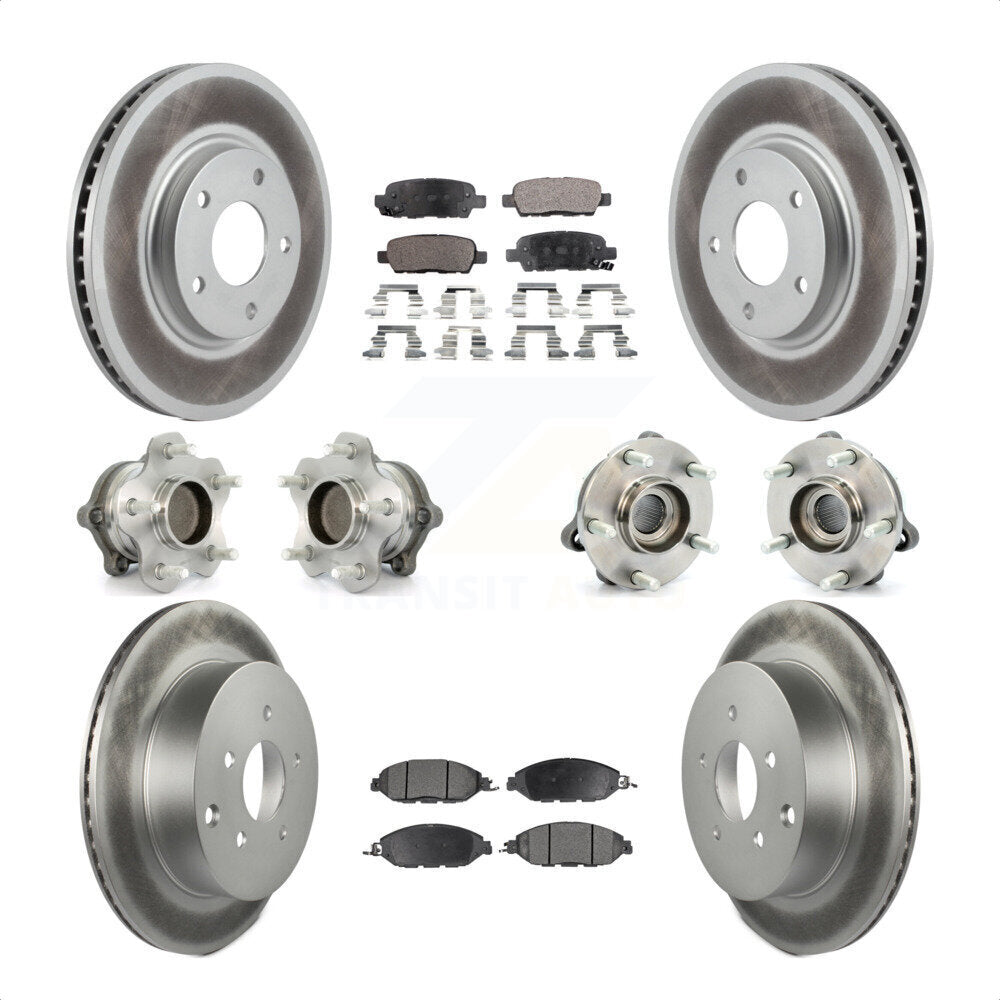 Front Rear Hub Bearings Assembly Coated Disc Brake Rotors And Semi-Metallic Pads Kit (10Pc) For 2016 Nissan Pathfinder FWD From 11 15 KBB-111642 by Transit Auto