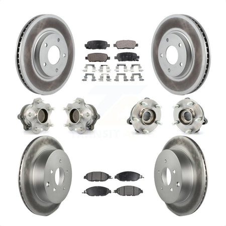 Front Rear Hub Bearings Assembly Coated Disc Brake Rotors And Semi-Metallic Pads Kit (10Pc) For 2016 Nissan Pathfinder FWD From 11 15 KBB-111642 by Transit Auto