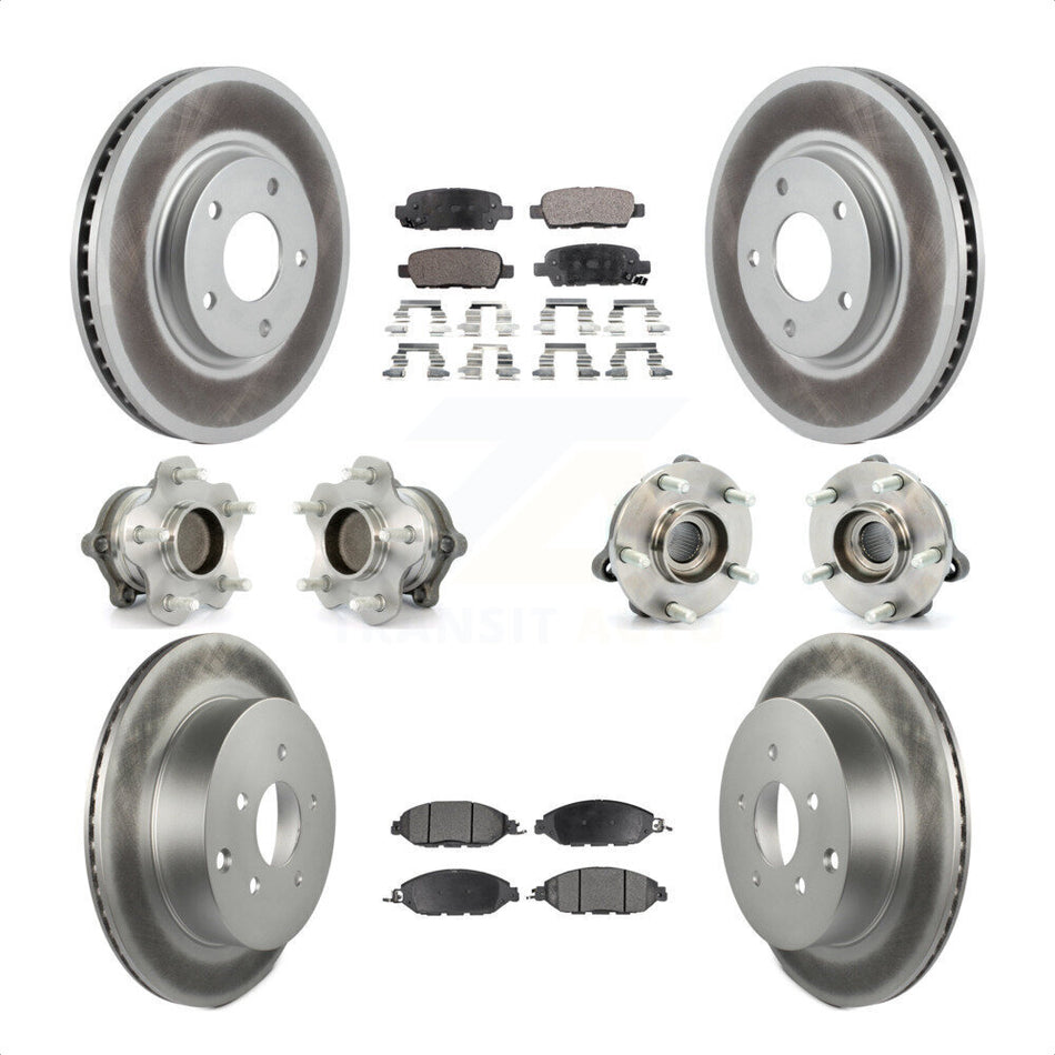 Front Rear Hub Bearings Assembly Coated Disc Brake Rotors And Semi-Metallic Pads Kit (10Pc) For 2016 Nissan Pathfinder FWD From 11 15 KBB-111642 by Transit Auto