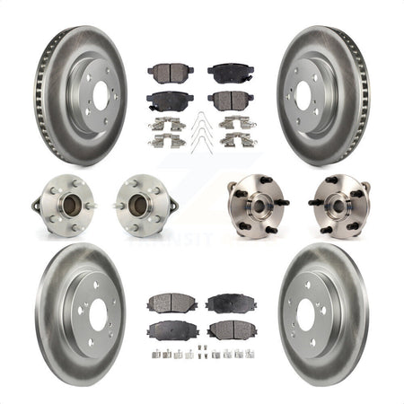 Front Rear Hub Bearings Assembly Coated Disc Brake Rotors And Semi-Metallic Pads Kit (10Pc) For 2017-2018 Toyota Corolla iM KBB-111657 by Transit Auto