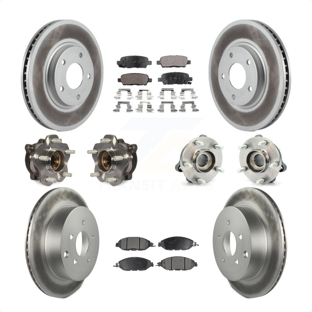 Front Rear Hub Bearings Assembly Coated Disc Brake Rotors And Semi-Metallic Pads Kit (10Pc) For 2016 Nissan Pathfinder 4WD From 11 15 KBB-111704 by Transit Auto
