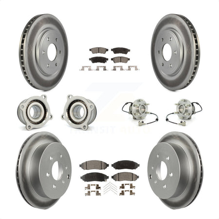 Front Rear Hub Bearings Assembly Coated Disc Brake Rotors And Semi-Metallic Pads Kit (10Pc) For Nissan Frontier Xterra Suzuki Equator KBB-111756 by Transit Auto