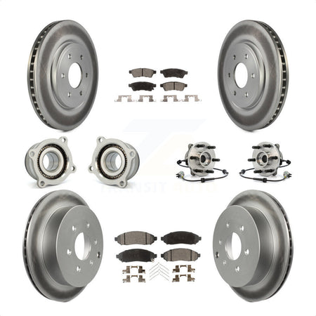 Front Rear Hub Bearings Assembly Coated Disc Brake Rotors And Semi-Metallic Pads Kit (10Pc) For Nissan Frontier Xterra Suzuki Equator KBB-111758 by Transit Auto
