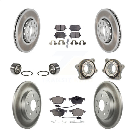 Front Rear Wheel Hub Bearings Assembly Coated Disc Brake Rotors And Semi-Metallic Pads Shoes Kit (10Pc) For 2005-2006 Audi A4 Quattro With 288mm Diameter Rotor KBB-111762 by Transit Auto