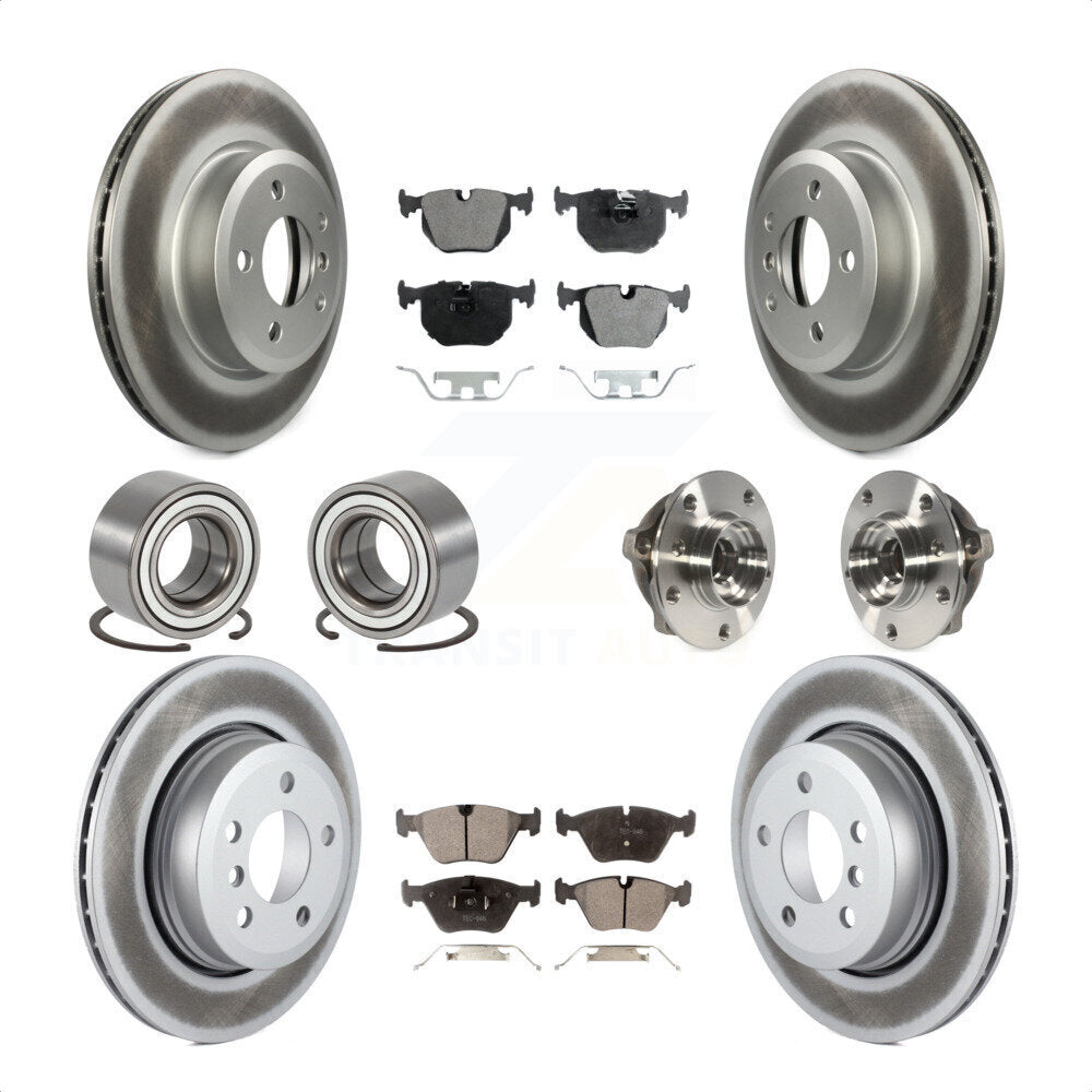 Front Rear Wheel Hub Bearings Assembly Coated Disc Brake Rotors And Semi-Metallic Pads Shoes Kit (10Pc) For 2010 BMW X3 KBB-111767 by Transit Auto
