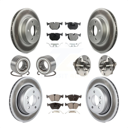 Front Rear Wheel Hub Bearings Assembly Coated Disc Brake Rotors And Semi-Metallic Pads Shoes Kit (10Pc) For 2010 BMW X3 KBB-111767 by Transit Auto