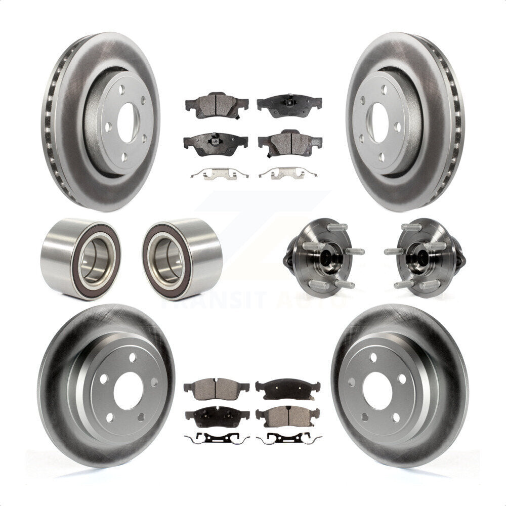 Front Rear Wheel Hub Bearings Assembly Coated Disc Brake Rotors And Semi-Metallic Pads Shoes Kit (10Pc) For Dodge Durango KBB-111771 by Transit Auto