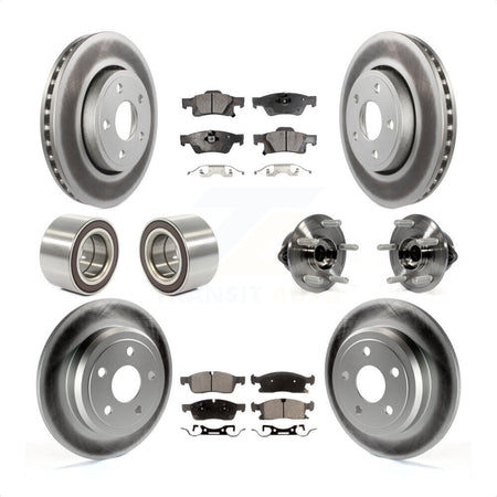 Front Rear Wheel Hub Bearings Assembly Coated Disc Brake Rotors And Semi-Metallic Pads Shoes Kit (10Pc) For Dodge Durango KBB-111771 by Transit Auto
