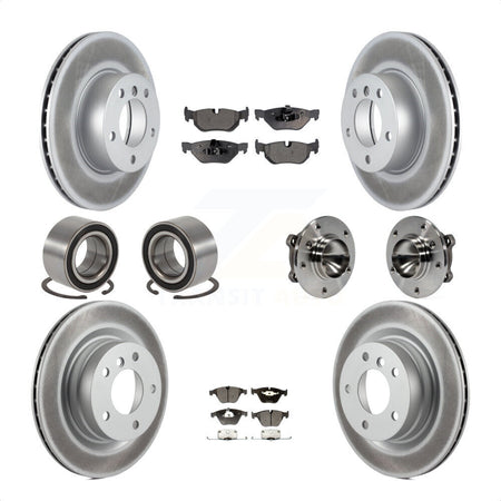 Front Rear Wheel Hub Bearings Assembly Coated Disc Brake Rotors And Semi-Metallic Pads Shoes Kit (10Pc) For 2007 BMW 323i With 312mm Diameter Rotor KBB-111823 by Transit Auto