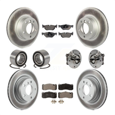 Front Rear Wheel Hub Bearings Assembly Coated Disc Brake Rotors And Semi-Metallic Pads Shoes Kit (10Pc) For 2012 BMW 328i Coupe with 3.0L With 340mm Diameter Rotor KBB-111824 by Transit Auto