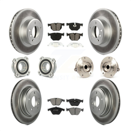 Front Rear Hub Bearings Assembly Coated Disc Brake Rotors And Semi-Metallic Pads Kit (10Pc) For BMW 530i 525i 528i KBB-111991 by Transit Auto
