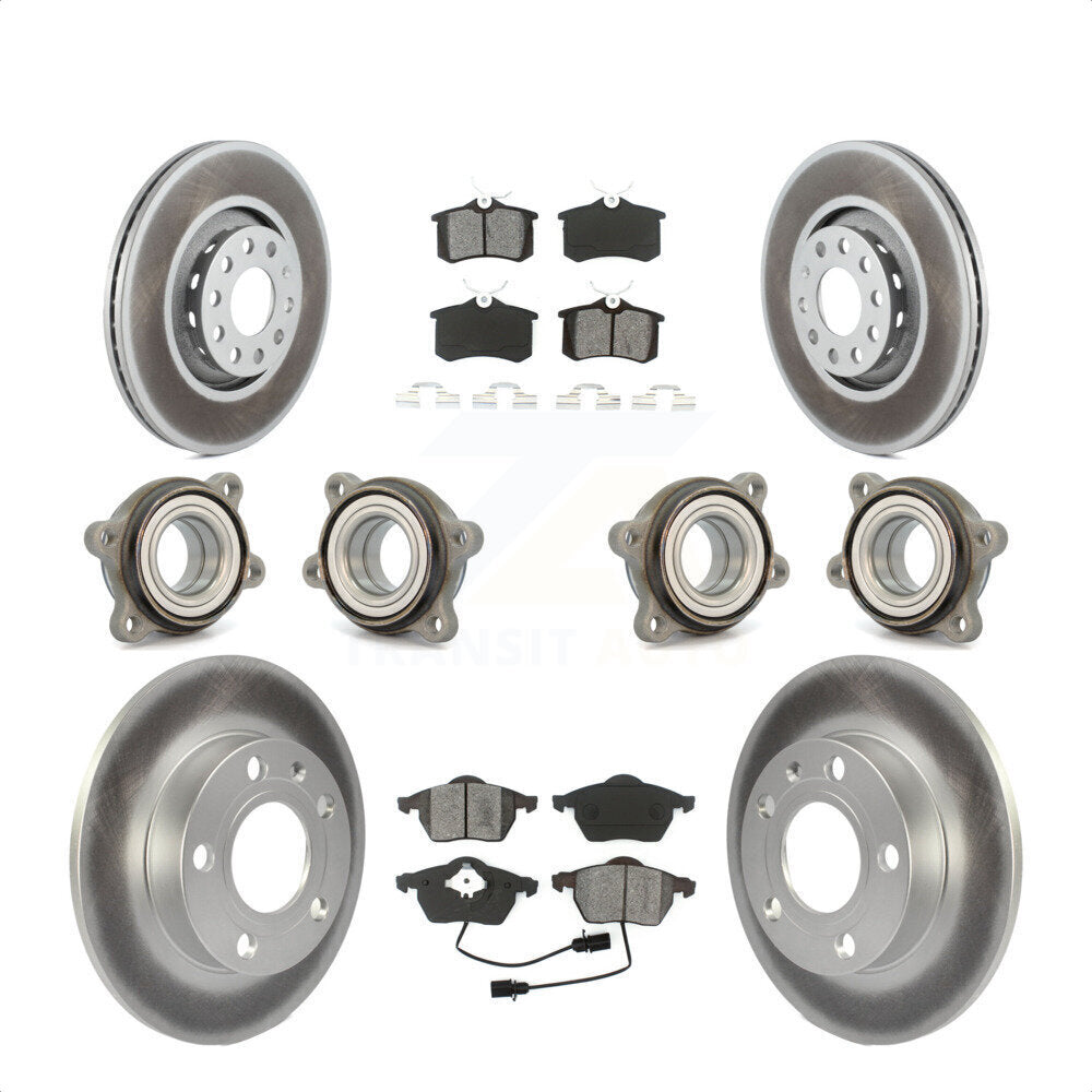 Front Rear Hub Bearings Assembly Coated Disc Brake Rotors And Semi-Metallic Pads Kit (10Pc) For 2002 Audi S4 KBB-112044 by Transit Auto