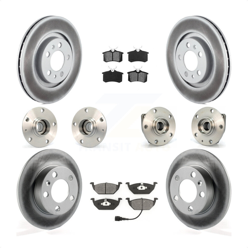 Front Rear Hub Bearings Assembly Coated Disc Brake Rotors And Semi-Metallic Pads Kit (10Pc) For Volkswagen Golf City KBB-112091 by Transit Auto
