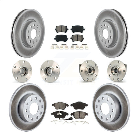 Front Rear Hub Bearings Assembly Coated Disc Brake Rotors And Semi-Metallic Pads Kit (10Pc) For 2008 Audi A3 FWD From Chassis VIN #8P8057779 KBB-112093 by Transit Auto