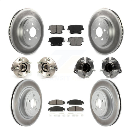 Front Rear Hub Bearings Assembly Coated Disc Brake Rotors And Semi-Metallic Pads Kit (10Pc) For 2012-2013 Dodge Charger R T SE with RWD 5.7L With Police Package KBB-112129 by Transit Auto