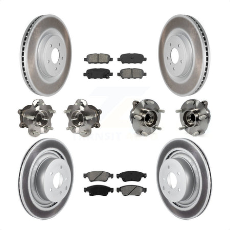 Front Rear Hub Bearings Assembly Coated Disc Brake Rotors And Semi-Metallic Pads Kit (10Pc) For 2014 INFINITI Q60 Sport with RWD Without Package KBB-112154 by Transit Auto