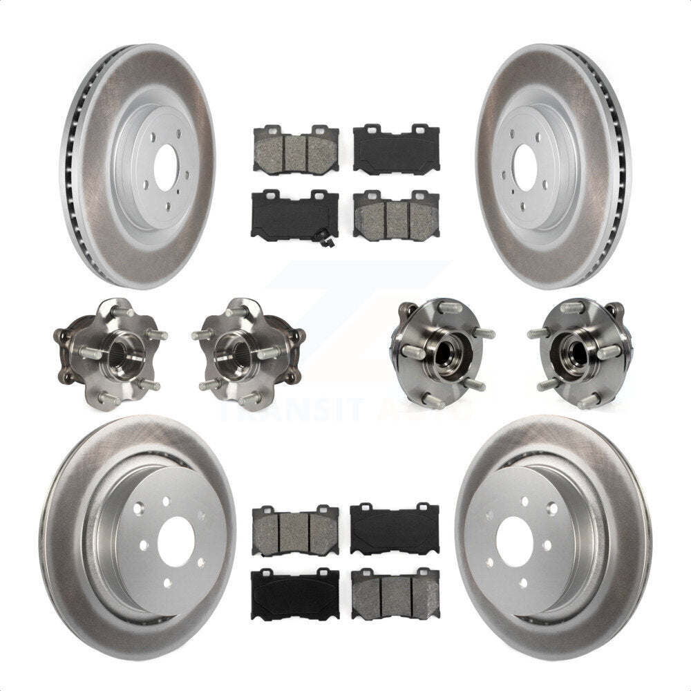 Front Rear Hub Bearings Assembly Coated Disc Brake Rotors And Semi-Metallic Pads Kit (10Pc) For Infiniti Q50 M37 Q70 Q70L QX70 M56 INFINITI KBB-112156 by Transit Auto