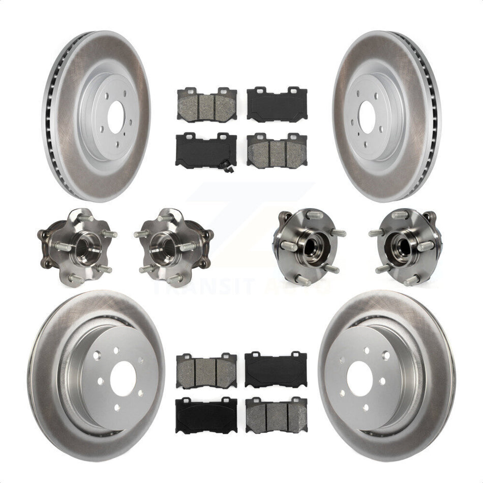 Front Rear Hub Bearings Assembly Coated Disc Brake Rotors And Semi-Metallic Pads Kit (10Pc) For Infiniti Q50 M37 Q70 Q70L QX70 M56 INFINITI KBB-112156 by Transit Auto