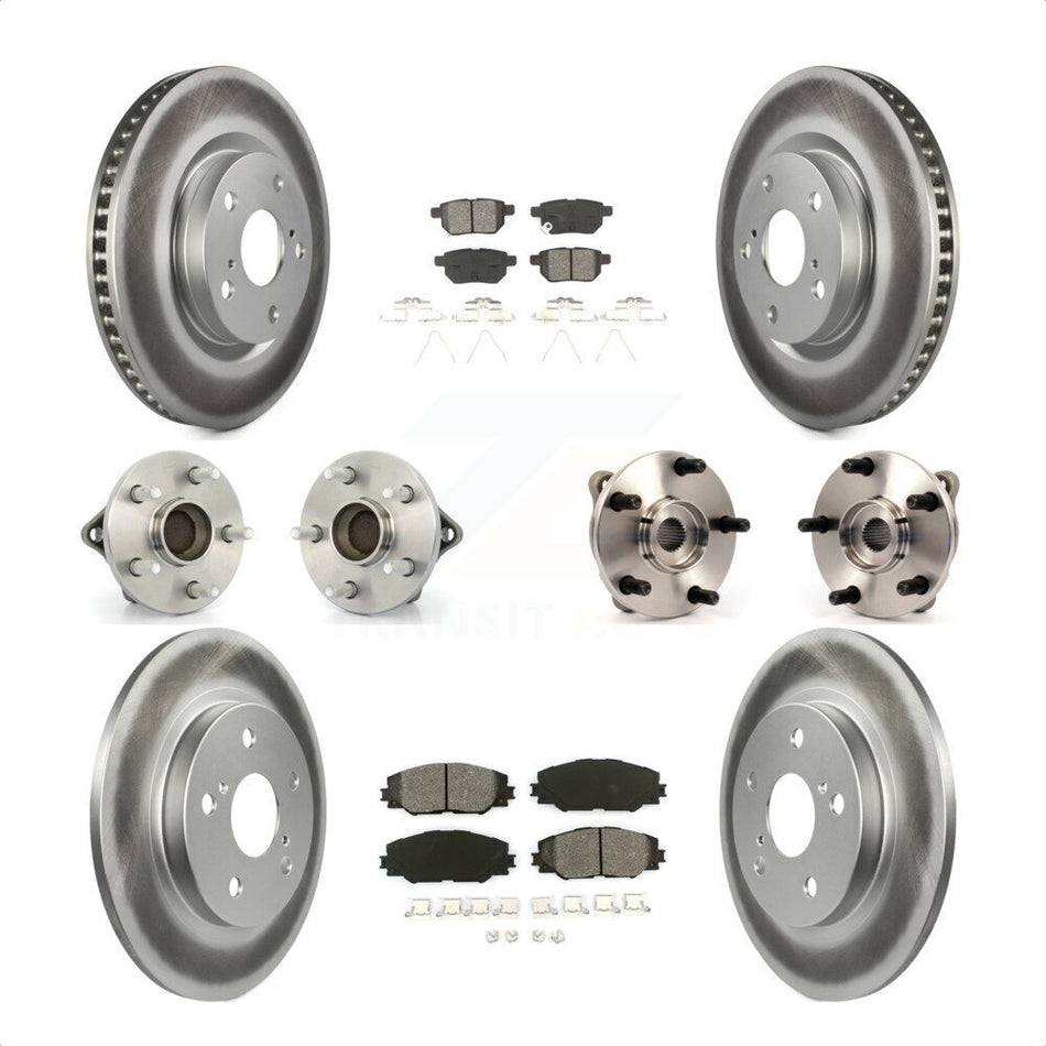 Front Rear Hub Bearings Assembly Coated Disc Brake Rotors And Semi-Metallic Pads Kit (10Pc) For 2017-2018 Toyota Corolla iM KBB-112186 by Transit Auto