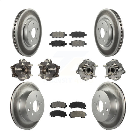 Front Rear Hub Bearings Assembly Coated Disc Brake Rotors And Semi-Metallic Pads Kit (10Pc) For Nissan Rogue KBB-112237 by Transit Auto