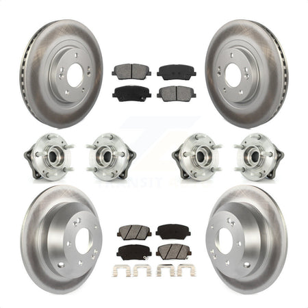 Front Rear Hub Bearings Assembly Coated Disc Brake Rotors And Semi-Metallic Pads Kit (10Pc) For 2013-2014 Hyundai Santa Fe Sport AWD with 2.4L 2.0L KBB-112284 by Transit Auto