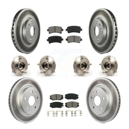 Front Rear Hub Bearings Assembly Coated Disc Brake Rotors And Semi-Metallic Pads Kit (10Pc) For 2018-2019 Chevrolet Impala KBB-112298 by Transit Auto