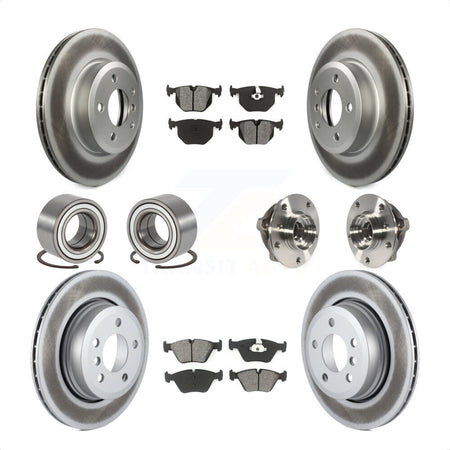 Front Rear Wheel Hub Bearings Assembly Coated Disc Brake Rotors And Semi-Metallic Pads Shoes Kit (10Pc) For 2010 BMW X3 KBB-112331 by Transit Auto