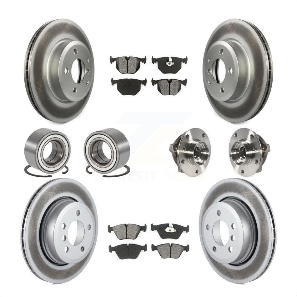 Front Rear Wheel Hub Bearings Assembly Coated Disc Brake Rotors And Semi-Metallic Pads Shoes Kit (10Pc) For 2010 BMW X3 KBB-112331 by Transit Auto