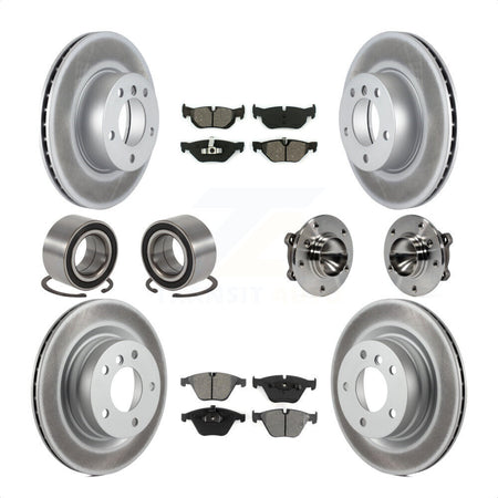Front Rear Wheel Hub Bearings Assembly Coated Disc Brake Rotors And Semi-Metallic Pads Shoes Kit (10Pc) For 2007 BMW 323i With 312mm Diameter Rotor KBB-112383 by Transit Auto