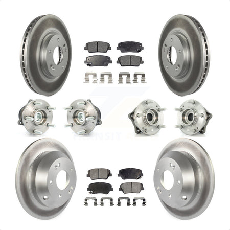 Front Rear Hub Bearings Assembly Coated Disc Brake Rotors And Ceramic Pads Kit (10Pc) For Kia Sorento Hyundai Santa Fe With ABS Brakes FWD KBB-112638 by Transit Auto