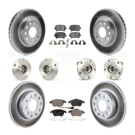 Front Rear Hub Bearings Assembly Coated Disc Brake Rotors And Ceramic Pads Kit (10Pc) For 2006-2009 Volkswagen Rabbit 4 Bolt Mounting Flange KBB-112654 by Transit Auto