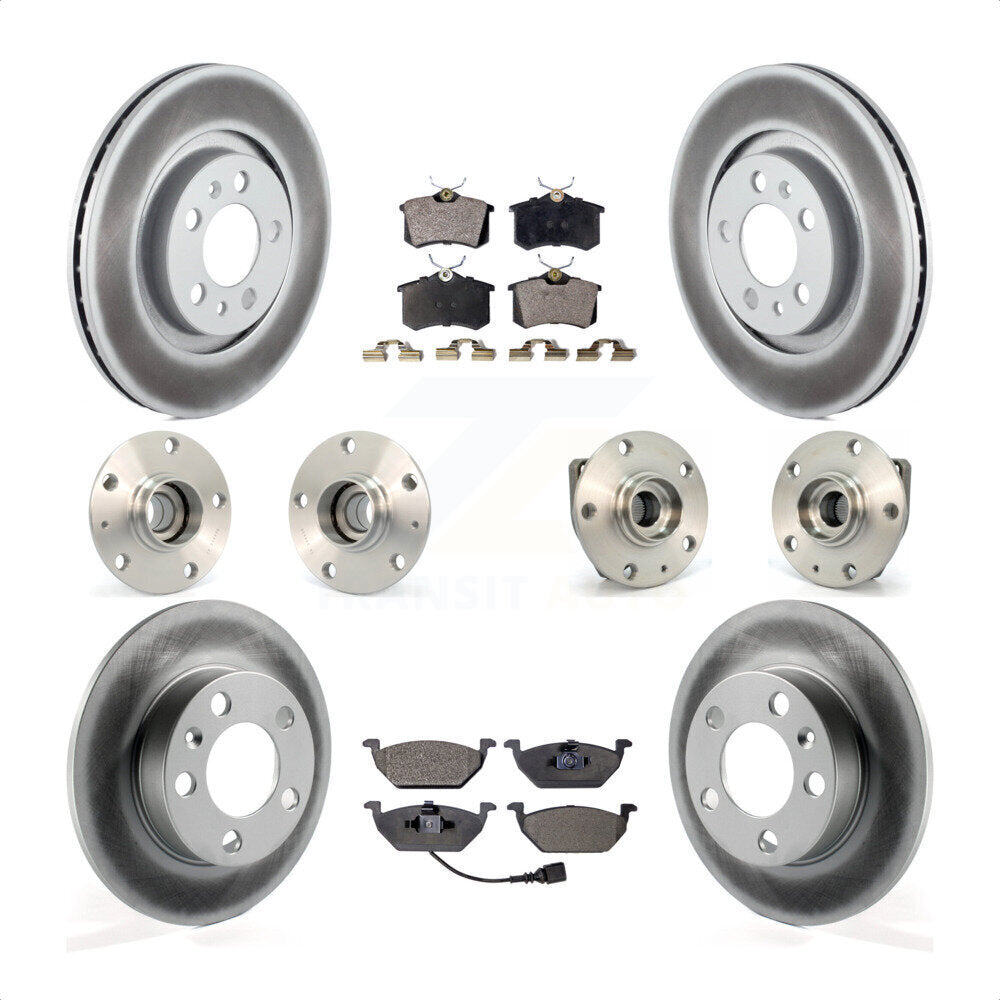 Front Rear Hub Bearings Assembly Coated Disc Brake Rotors And Ceramic Pads Kit (10Pc) For Volkswagen Golf City KBB-112658 by Transit Auto