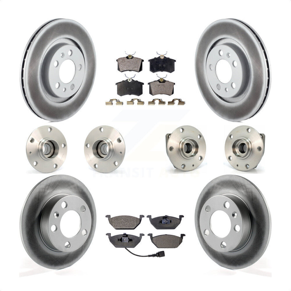 Front Rear Hub Bearings Assembly Coated Disc Brake Rotors And Ceramic Pads Kit (10Pc) For Volkswagen Golf City KBB-112658 by Transit Auto