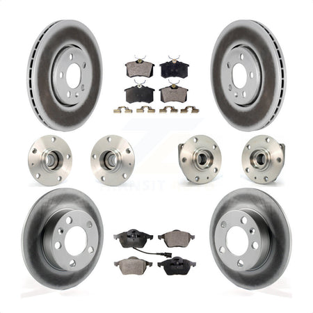 Front Rear Hub Bearings Assembly Coated Disc Brake Rotors And Ceramic Pads Kit (10Pc) For 2006 Volkswagen Golf 1.8L KBB-112659 by Transit Auto