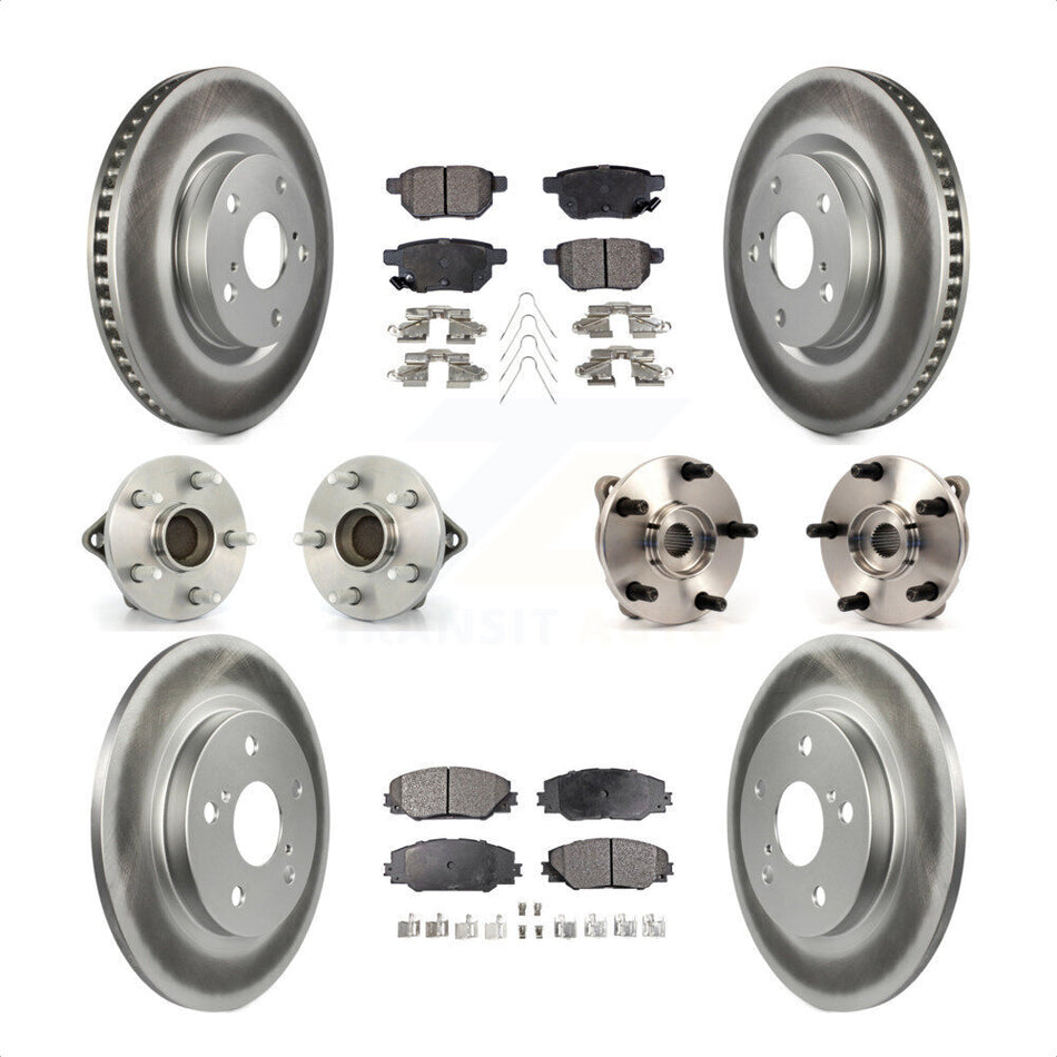 Front Rear Hub Bearings Assembly Coated Disc Brake Rotors And Ceramic Pads Kit (10Pc) For 2017-2018 Toyota Corolla iM KBB-112755 by Transit Auto