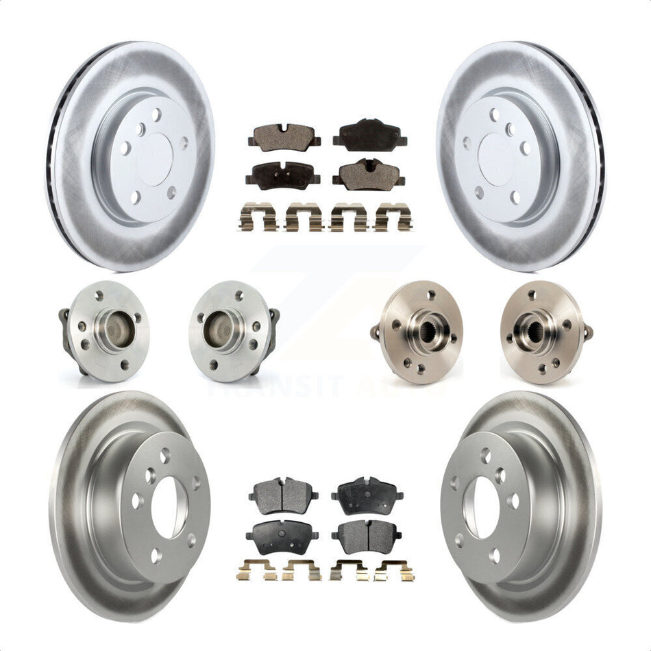 Front Rear Hub Bearing Assembly Coated Disc Brake Rotor And Ceramic Pad Kit (10Pc) For 2015 Mini Cooper Convertible with 2.0L 1.5L With 294mm Diameter 5 Lug Wheels KBB-112774 by Transit Auto