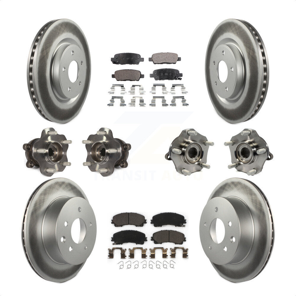 Front Rear Hub Bearings Assembly Coated Disc Brake Rotors And Ceramic Pads Kit (10Pc) For Nissan Rogue KBB-112809 by Transit Auto