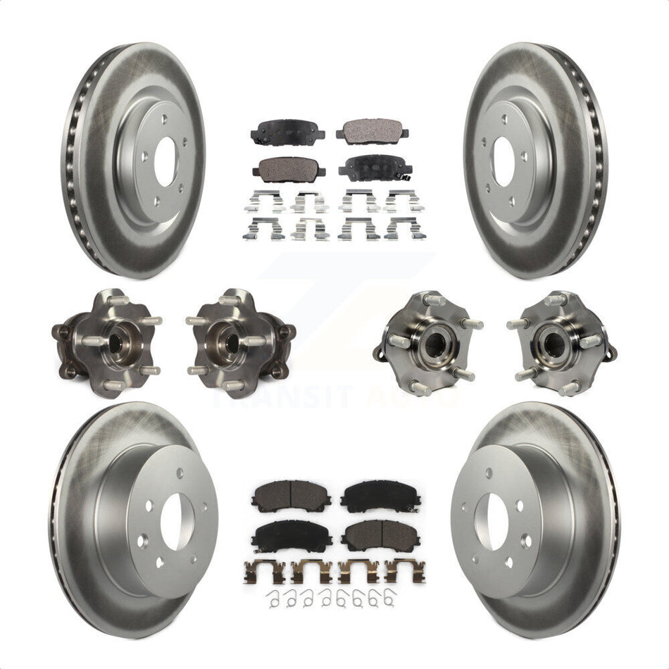Front Rear Hub Bearings Assembly Coated Disc Brake Rotors And Ceramic Pads Kit (10Pc) For Nissan Rogue KBB-112809 by Transit Auto
