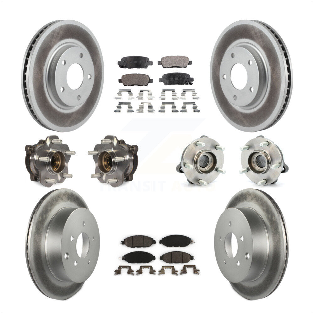 Front Rear Hub Bearings Assembly Coated Disc Brake Rotors And Ceramic Pads Kit (10Pc) For 2016 Nissan Pathfinder 4WD From 11 15 KBB-112813 by Transit Auto