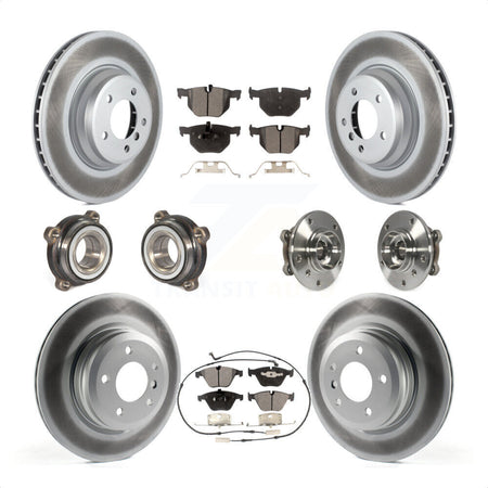 Front Rear Hub Bearings Assembly Coated Disc Brake Rotors And Ceramic Pads Kit (10Pc) For 2013 BMW X1 xDrive35i with AWD KBB-112815 by Transit Auto