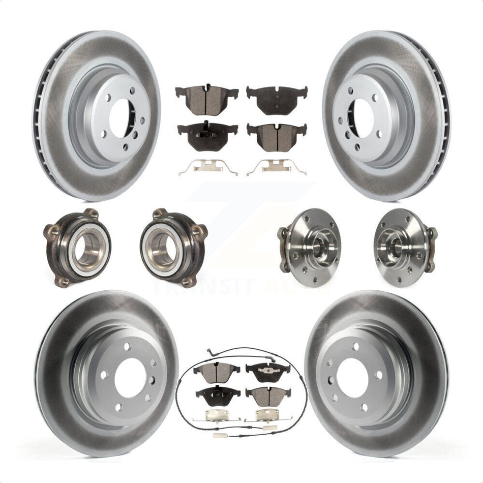 Front Rear Hub Bearings Assembly Coated Disc Brake Rotors And Ceramic Pads Kit (10Pc) For 2013 BMW X1 xDrive35i with AWD KBB-112815 by Transit Auto