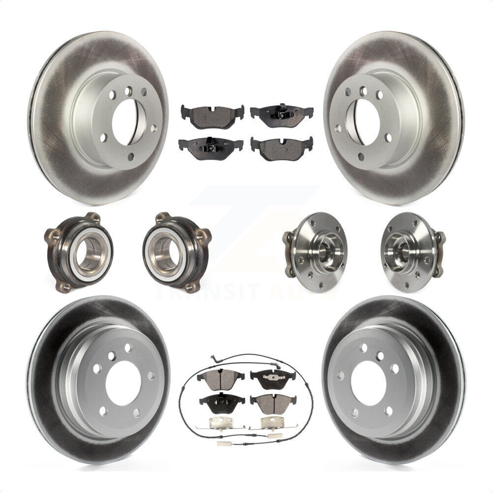 Front Rear Hub Bearings Assembly Coated Disc Brake Rotors And Ceramic Pads Kit (10Pc) For 2013-2014 BMW X1 xDrive28i with AWD KBB-112816 by Transit Auto