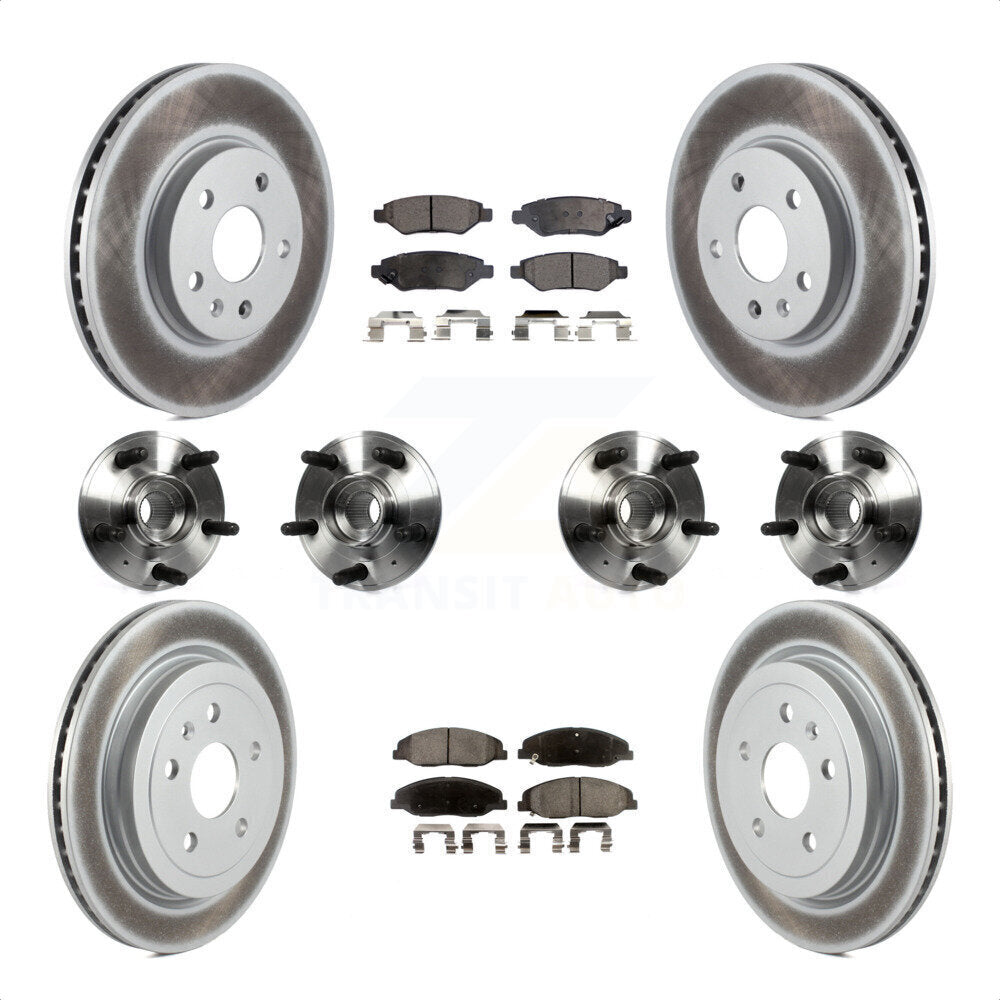 Front Rear Hub Bearings Assembly Coated Disc Brake Rotors And Ceramic Pads Kit (10Pc) For 2012-2013 Cadillac CTS V With 315mm Diameter Rotor KBB-112884 by Transit Auto
