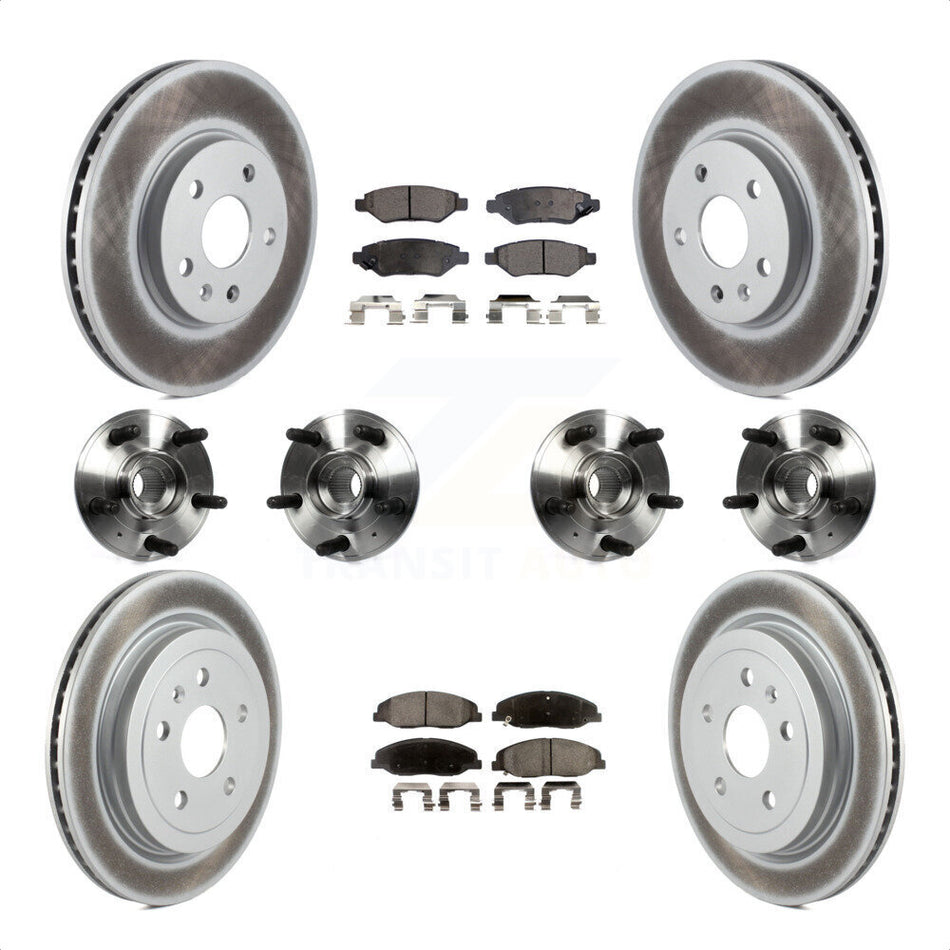Front Rear Hub Bearings Assembly Coated Disc Brake Rotors And Ceramic Pads Kit (10Pc) For 2012-2013 Cadillac CTS V With 315mm Diameter Rotor KBB-112884 by Transit Auto