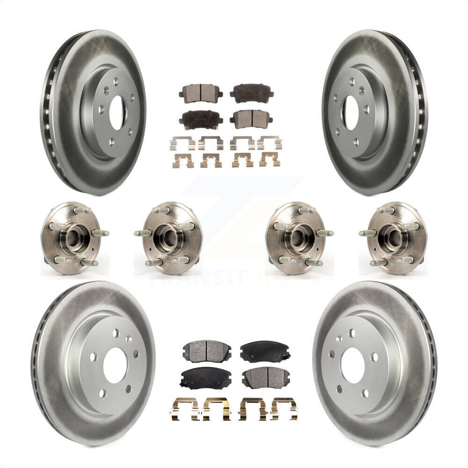 Front Rear Hub Bearings Assembly Coated Disc Brake Rotors And Ceramic Pads Kit (10Pc) For 2018-2019 Chevrolet Impala KBB-112889 by Transit Auto