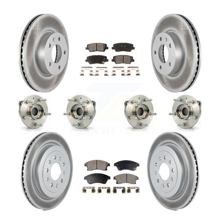 Front Rear Hub Bearings Assembly Coated Disc Brake Rotors And Ceramic Pads Kit (10Pc) For 2013-2015 Cadillac ATS AWD With 300mm Diameter Rotor KBB-112896 by Transit Auto