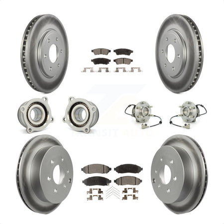 Front Rear Hub Bearings Assembly Coated Disc Brake Rotors And Ceramic Pads Kit (10Pc) For Nissan Frontier Suzuki Equator KBB-112907 by Transit Auto