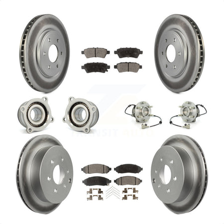 Front Rear Hub Bearings Assembly Coated Disc Brake Rotors And Ceramic Pads Kit (10Pc) For 2006-2007 Nissan Xterra RWD with Automatic transmission KBB-112910 by Transit Auto