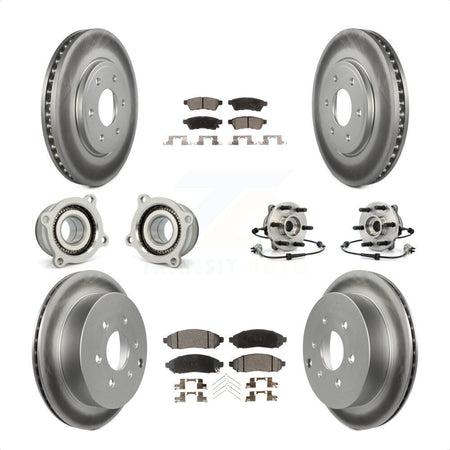Front Rear Hub Bearings Assembly Coated Disc Brake Rotors And Ceramic Pads Kit (10Pc) For Nissan Frontier KBB-112911 by Transit Auto